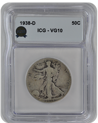 1938-D Walking Liberty ICG  VG10