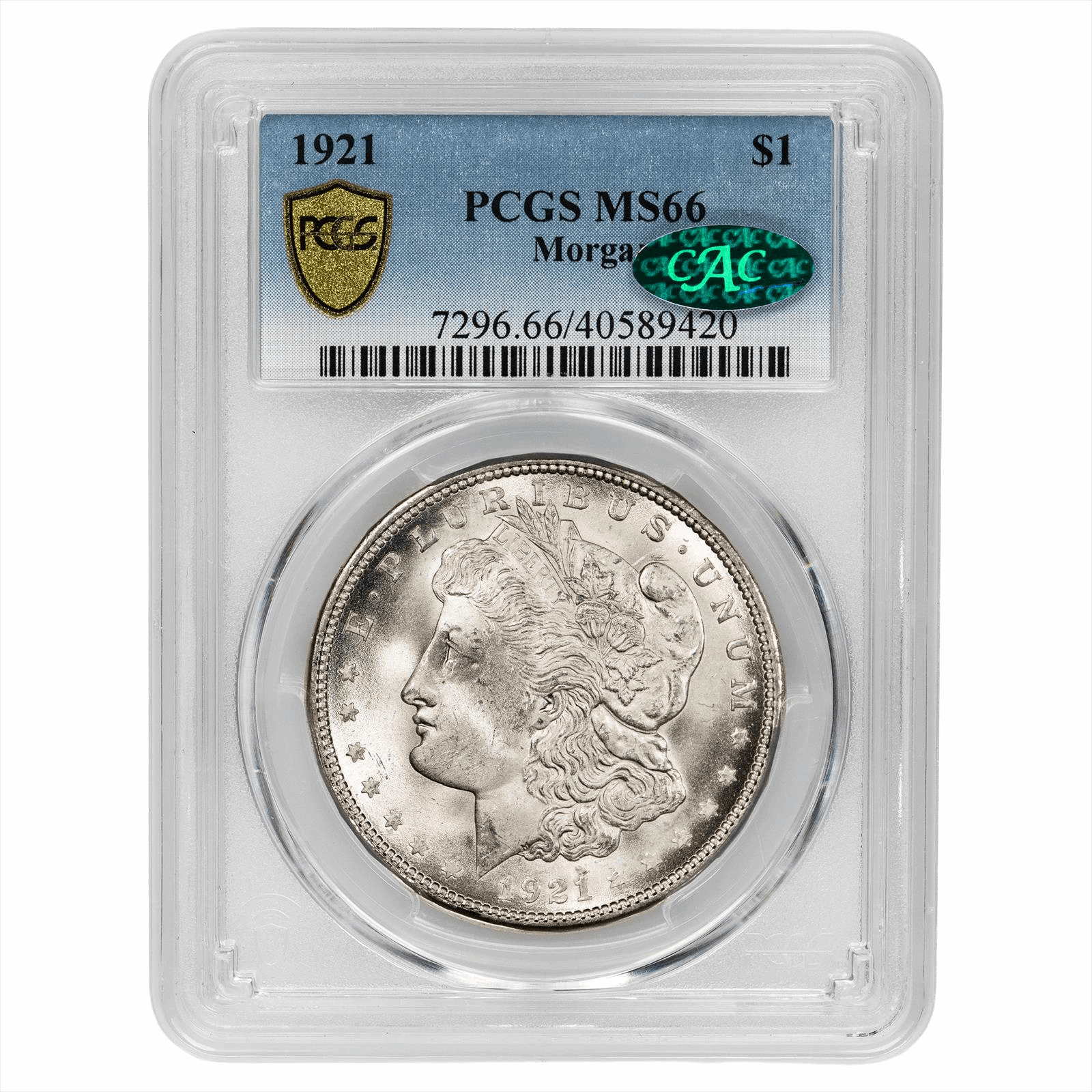 1921 Morgan Dollar $1 PCGS MS 66 CAC