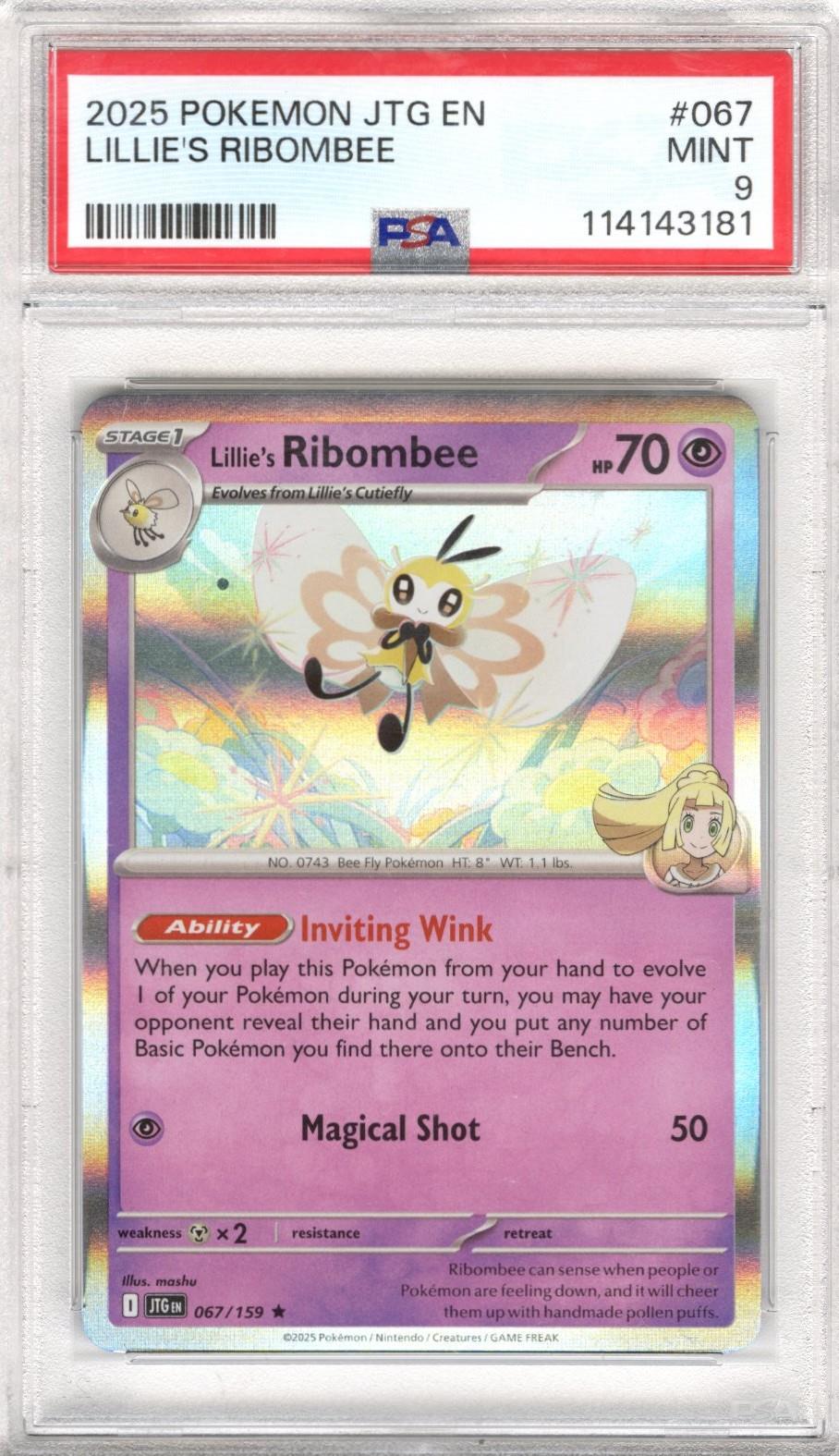 2025 Pokemon JTG En Lillies Ribombee #067 PSA Mint 9 