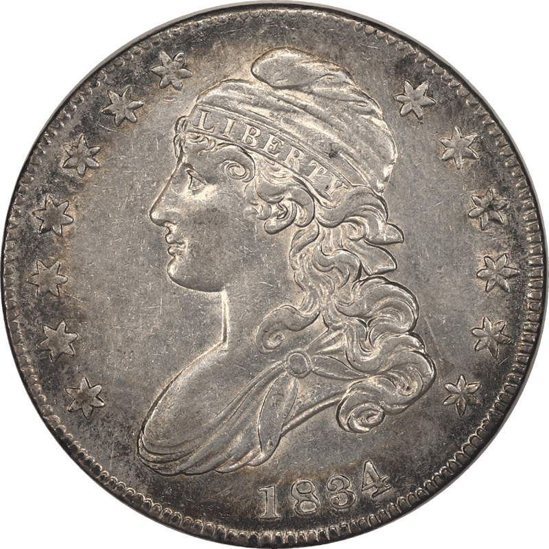 1834 Capped Bust Half Dollar 50c Circulated About Unc - Lg Date Small Letters