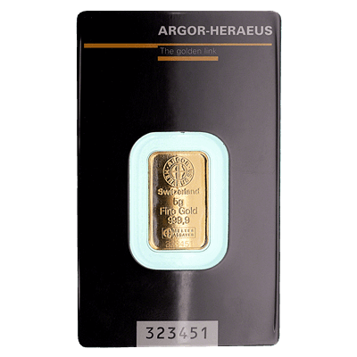 5 GRAM GOLD BAR ARGOR-HERAEUS 