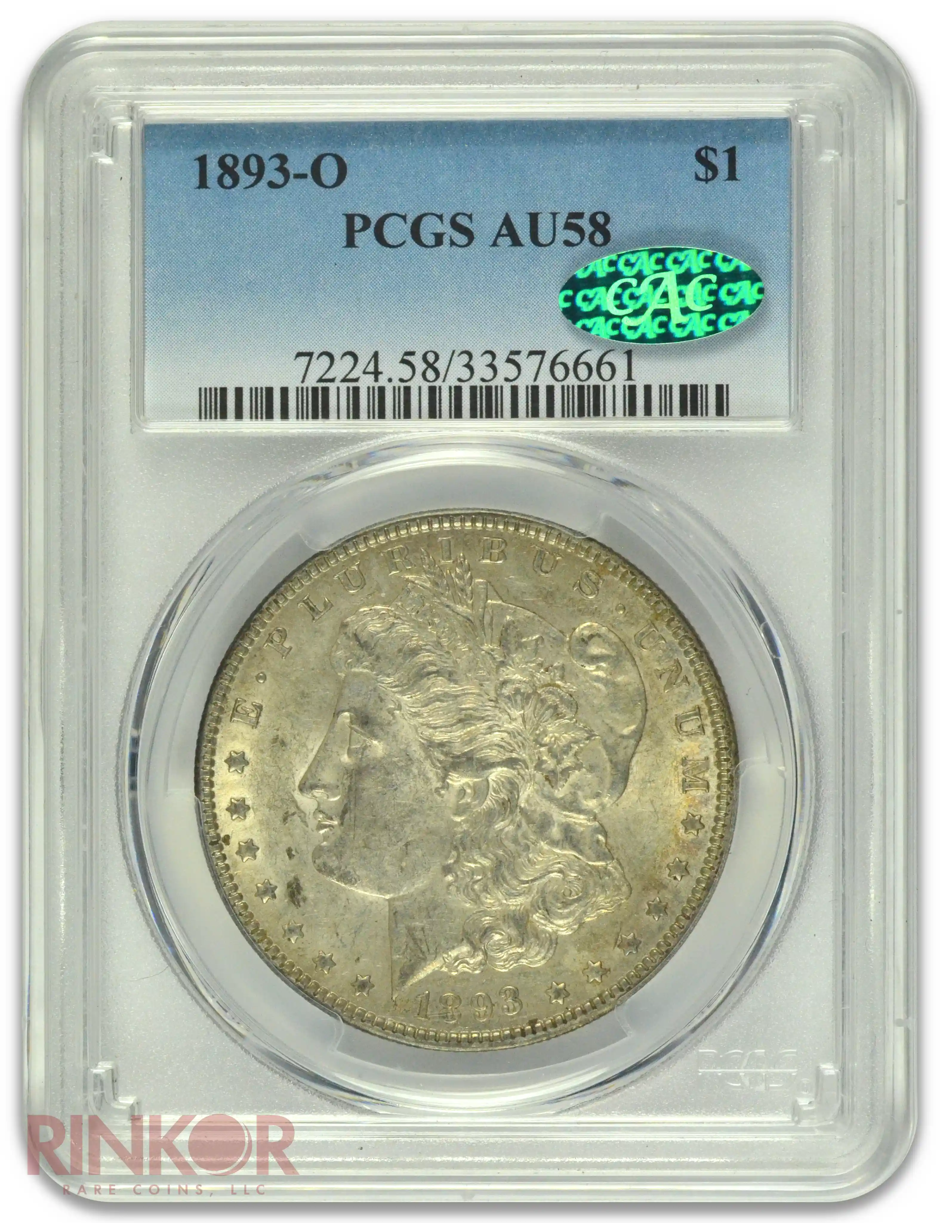 1893-O $1 PCGS AU-58 CAC