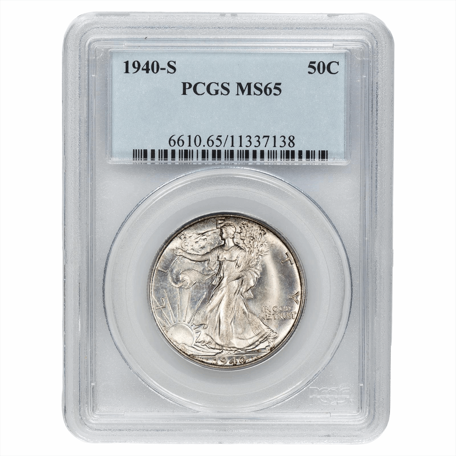 1940-S Walking Liberty Half Dollar 50C PCGS MS 65