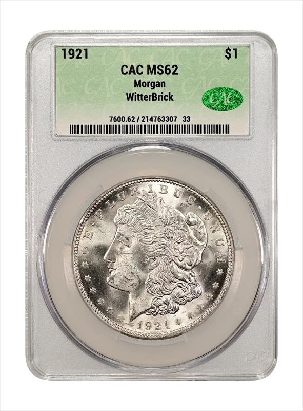 1921 Morgan $1 CACG MS 62 WitterBrick