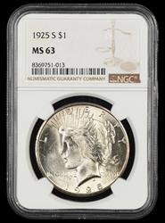 1925 S $1 NGC MS 63