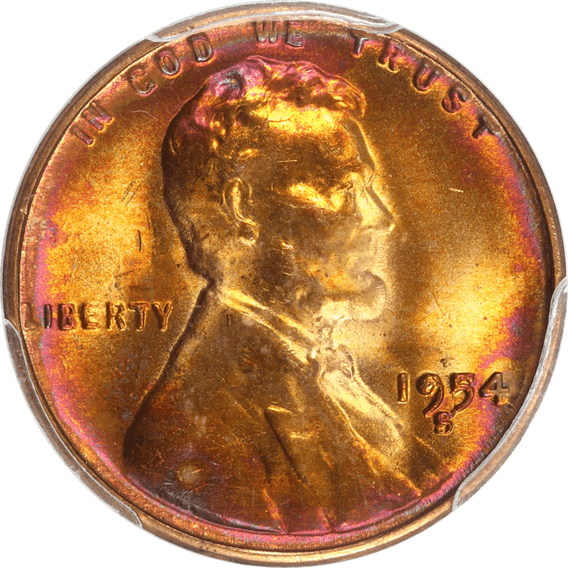 1954-S Lincoln Wheat Cent 1c, PCGS MS 65 RB - Great Luster