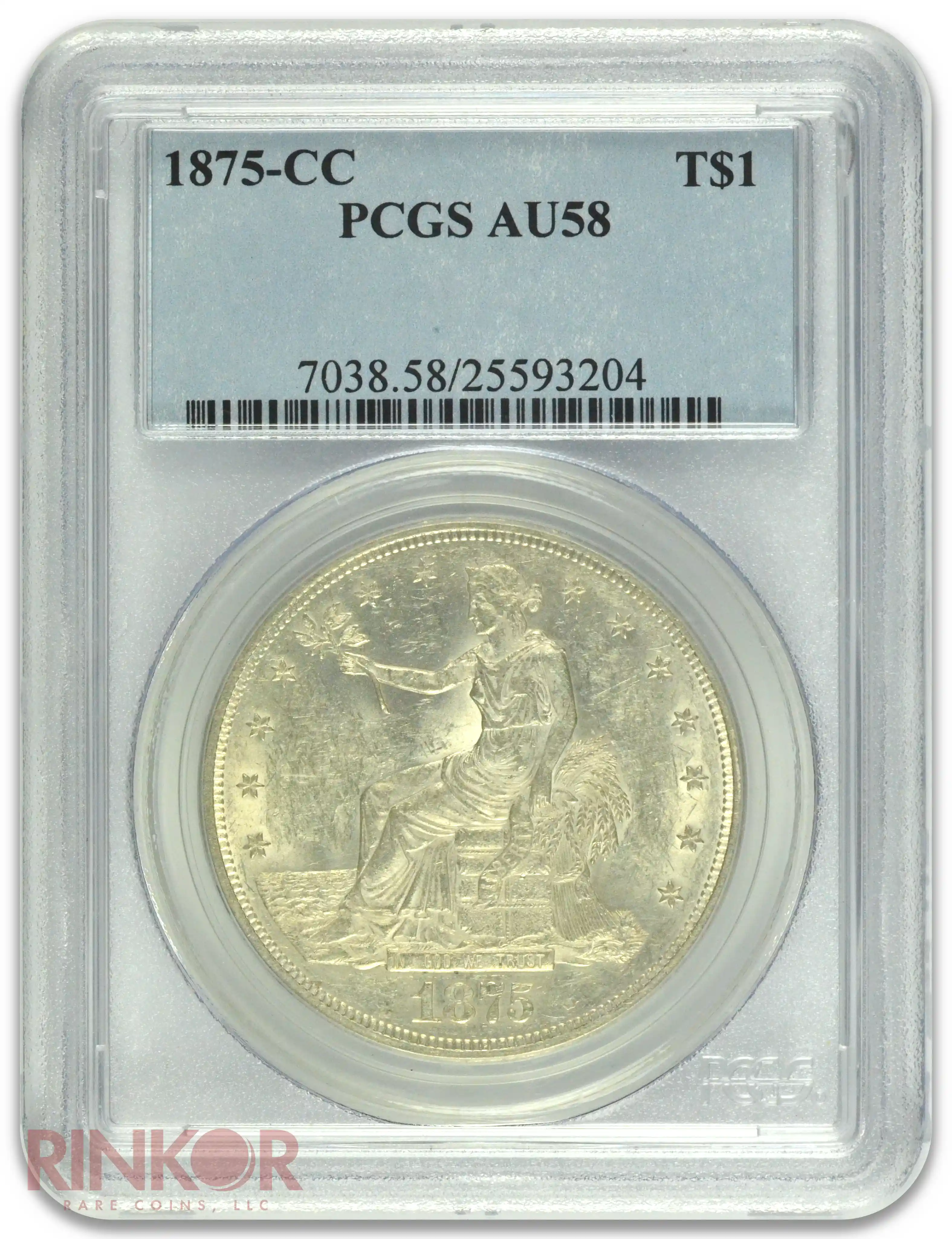 1875-CC Trade PCGS AU-58