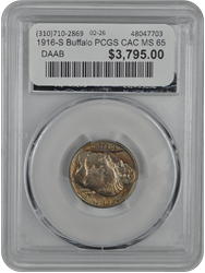 1916-S Buffalo PCGS CAC MS 65