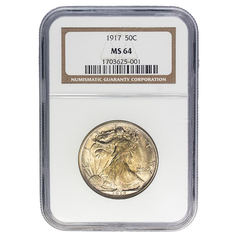 1917 Walking Liberty Half Dollar, 50C NGC MS 64 