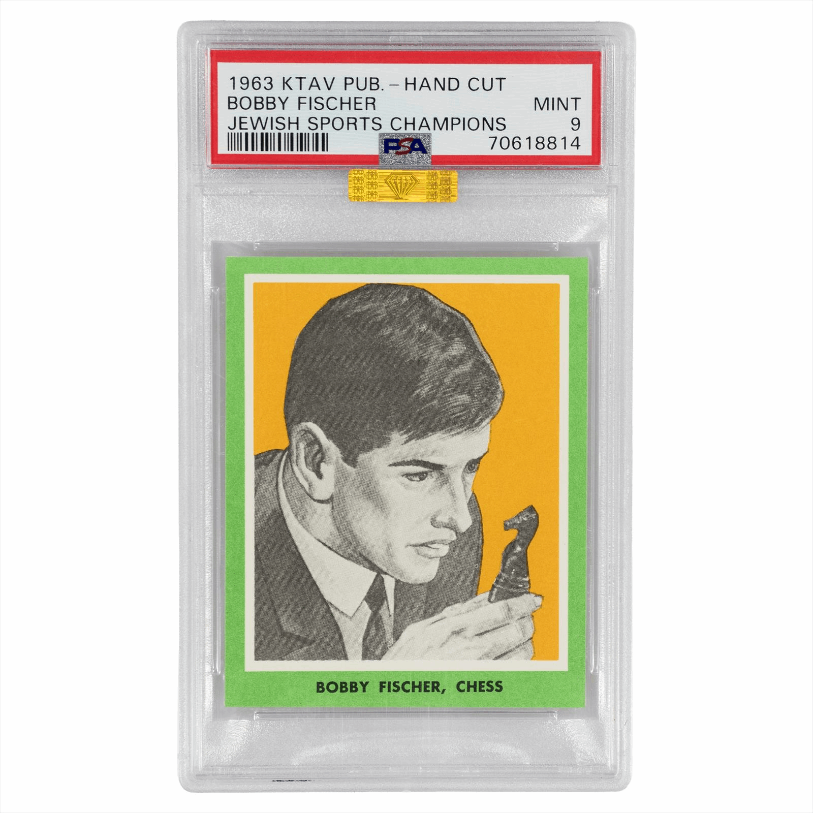 1963 Ktav Hand Cut Booby Fischer Jewish Sports Champions PSA MINT 9 MBA Gold