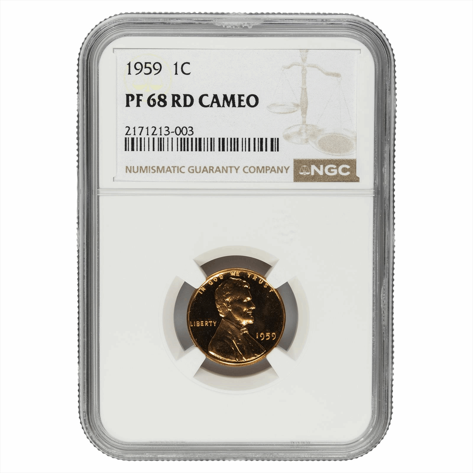 1959 Lincoln Memorial Cent 1C NGC PF 68 RD CAM