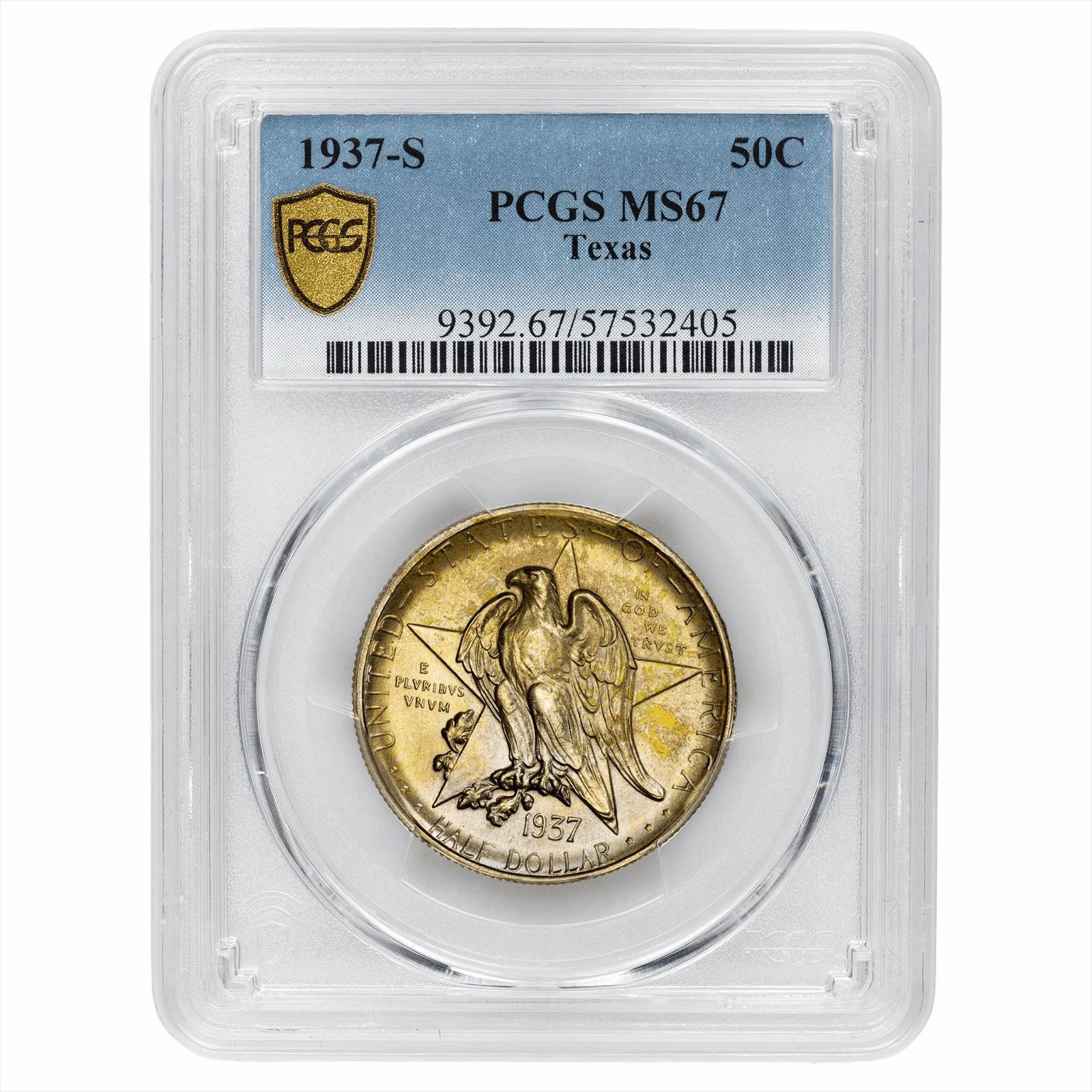 1937-S Texas Commemorative Half Dollar 50C PCGS MS 67
