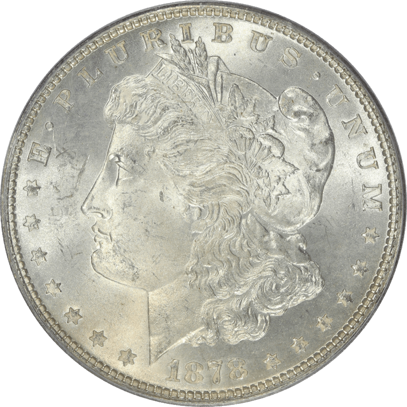 1878 7/8 Tail Feather Morgan Silver Dollar S$1, PCGS MS63 Weak