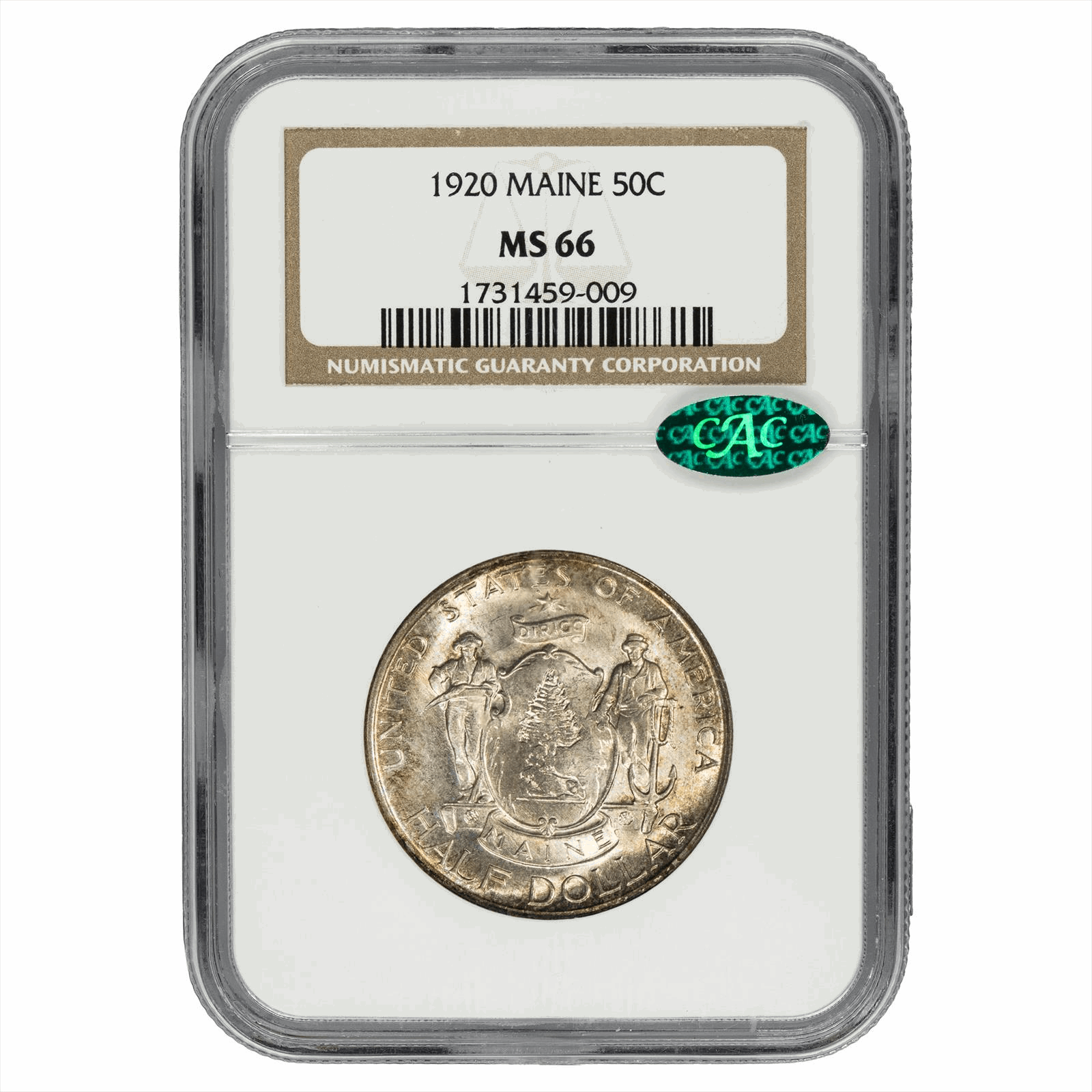 1920 Maine Centennial Commemorative Half Dollar 50C NGC  MS 66 CAC