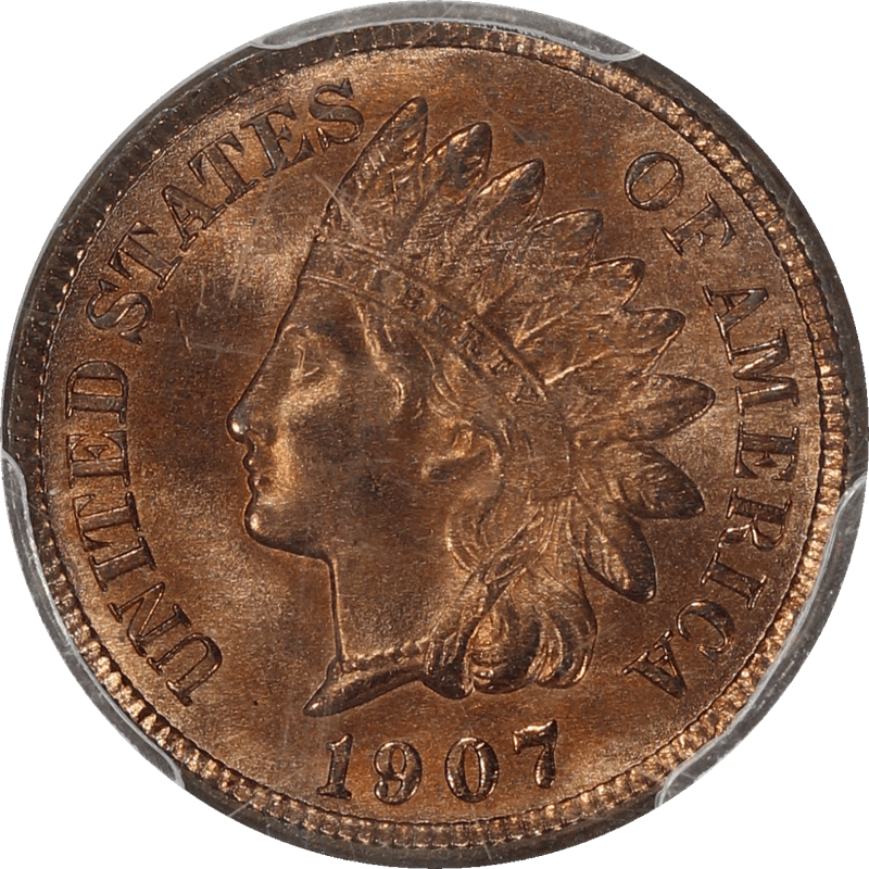 1907 Indian Head Small Cent 1C, RD PCGS MS 66  RD