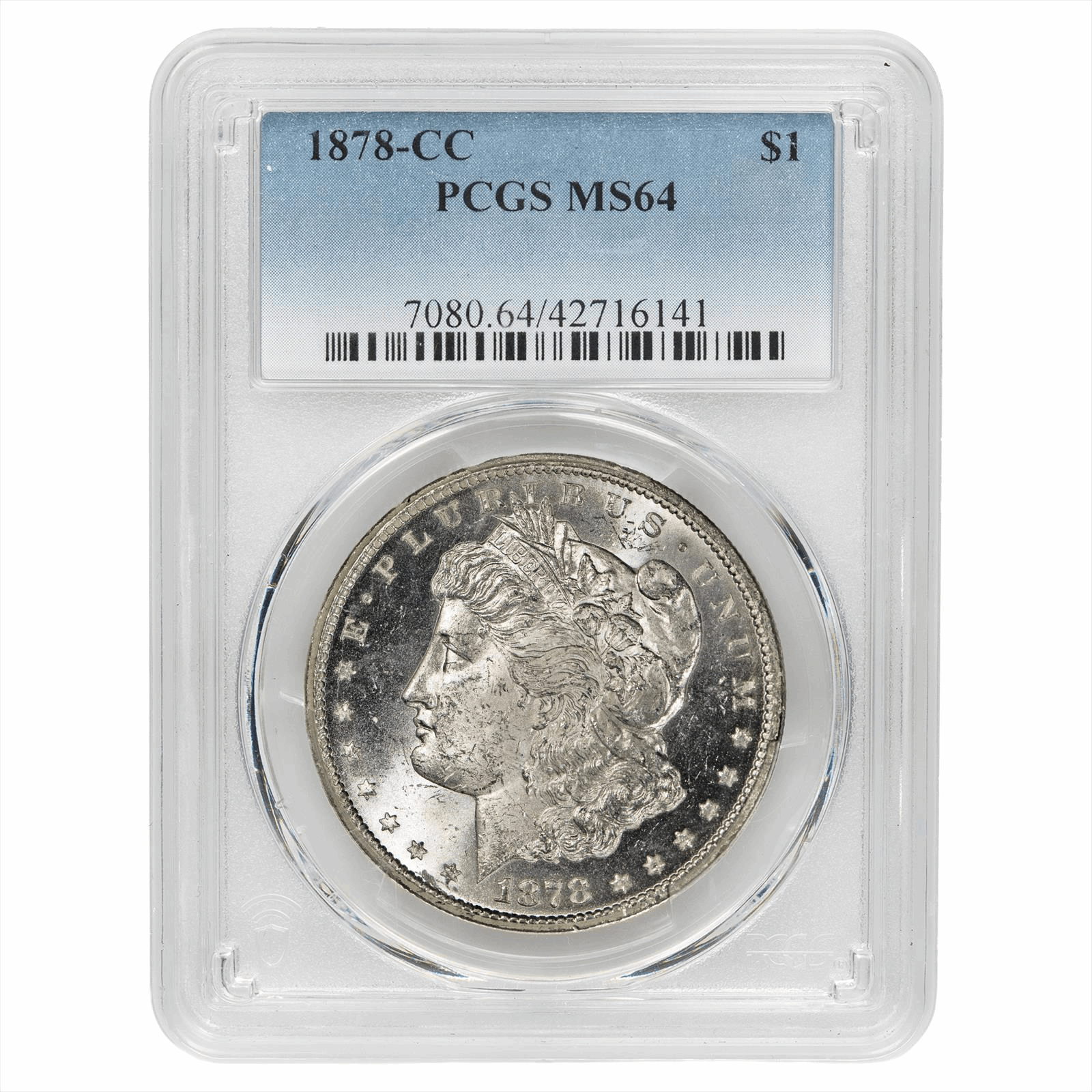 1878-CC Morgan Silver Dollar $1 PCGS MS 64