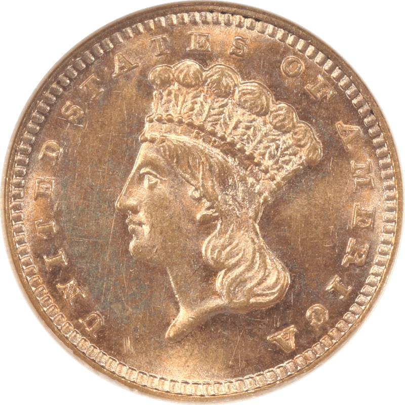 1887 Indian Princess Gold Dollar NGC and CAC MS 64