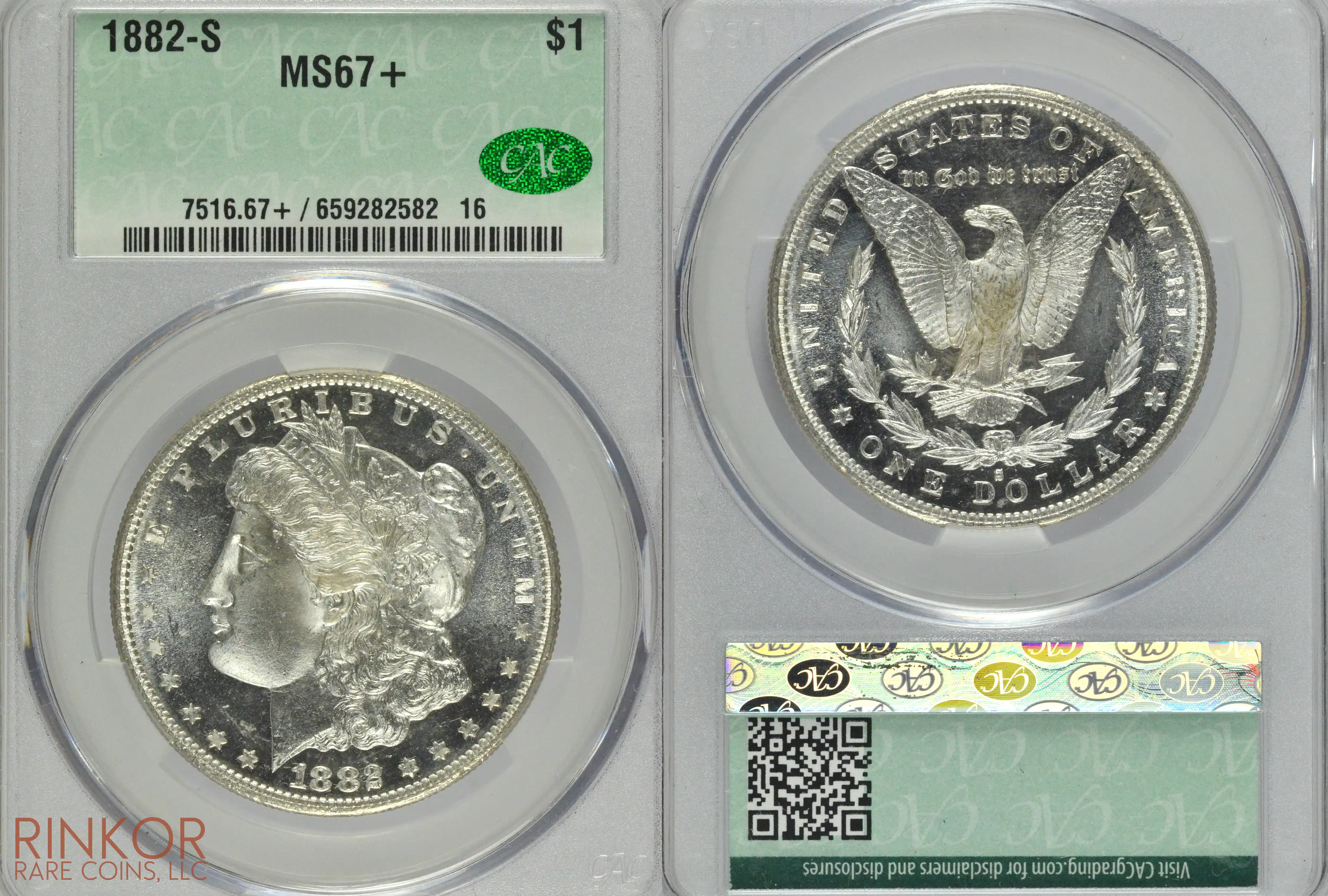 1882-S $1 CACG MS 67+