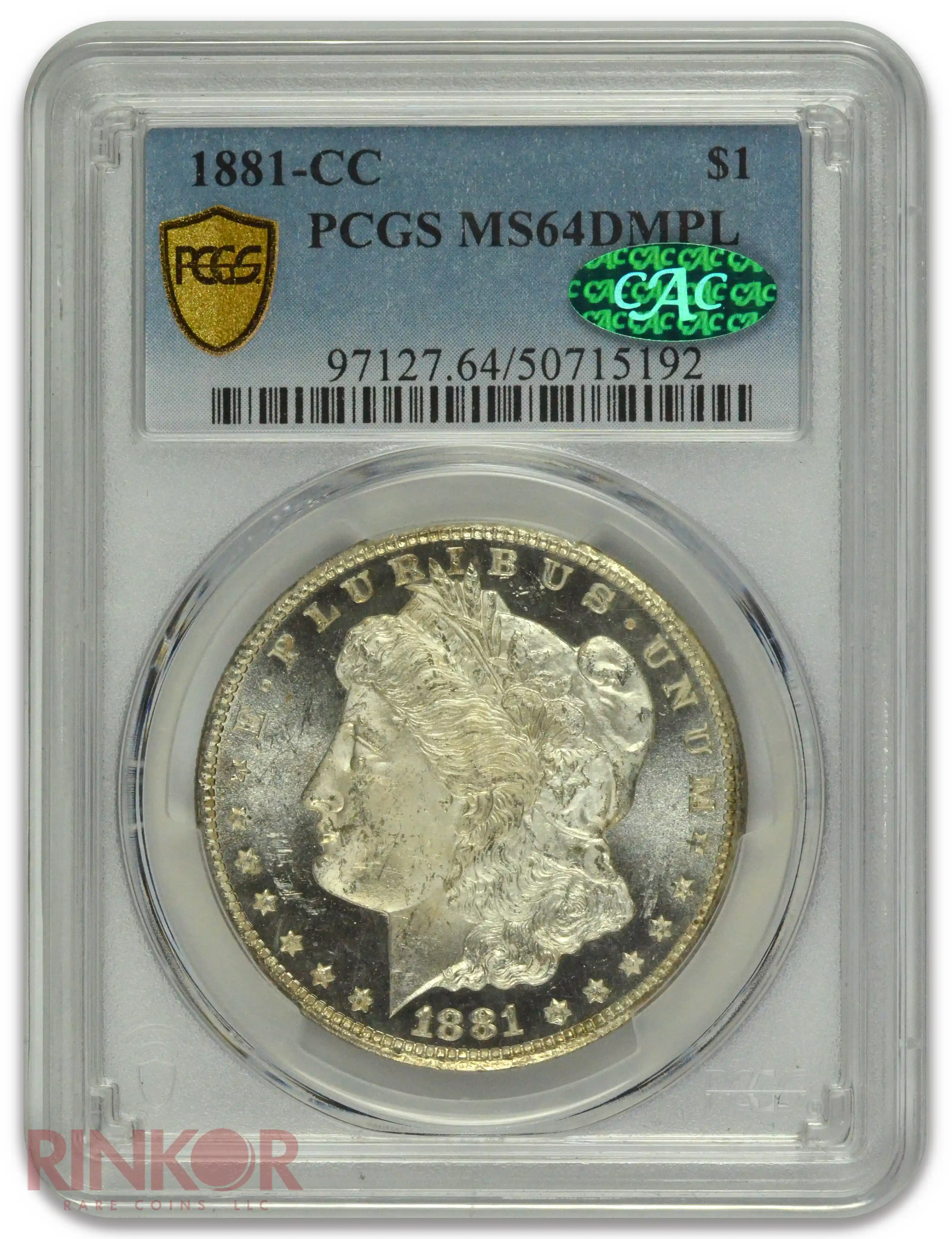 1881-CC $1 Morgan Dollar PCGS MS 64 DMPL CAC