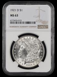 1921 D $1 NGC MS63 MS63