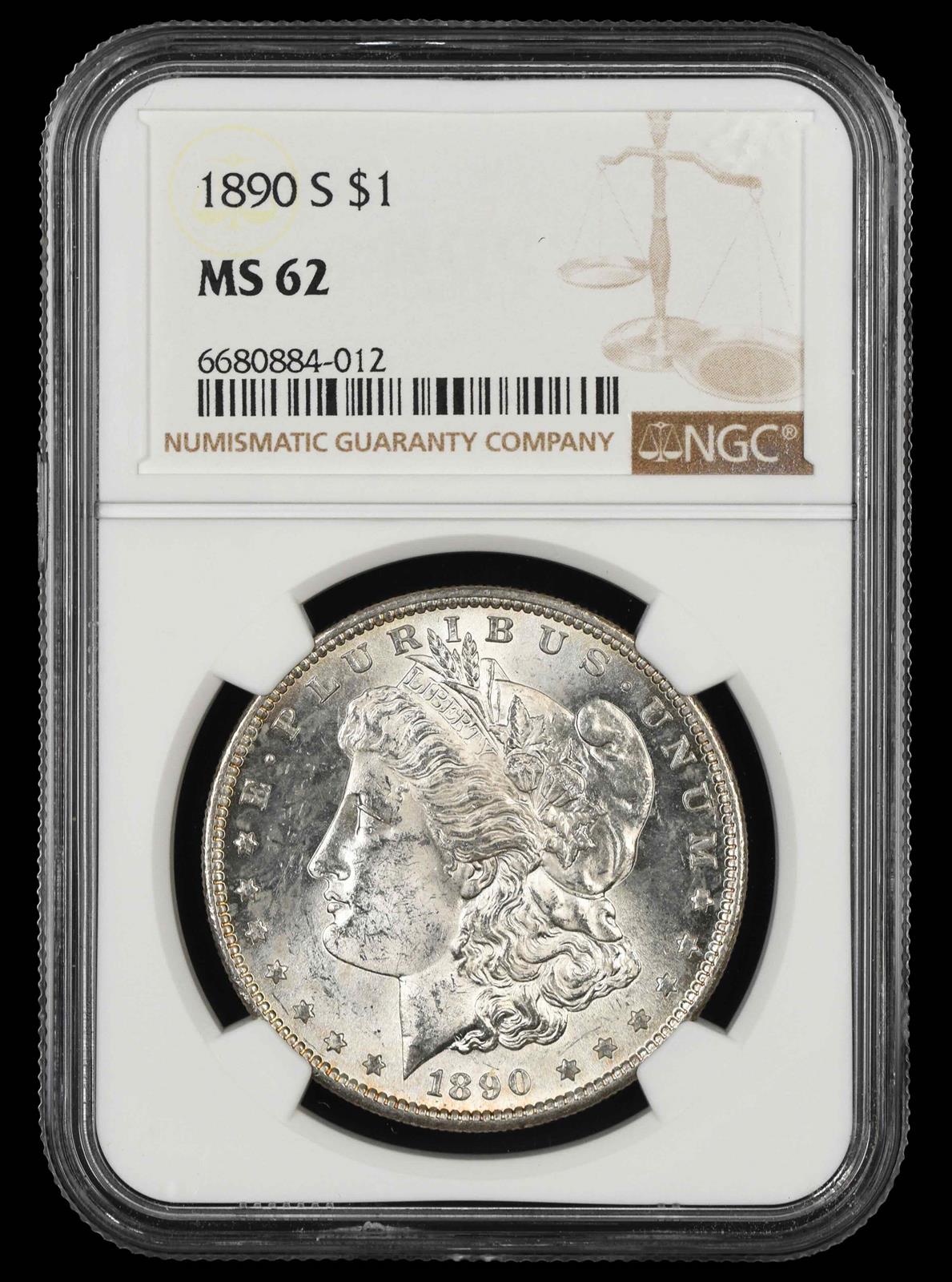 1890 S $1 NGC MS 62