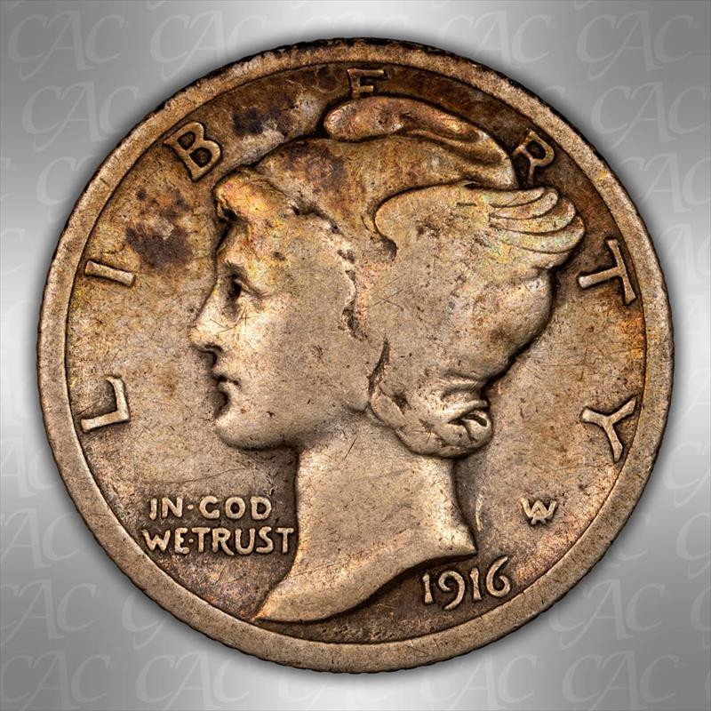 1916-D 10c CACG F-12