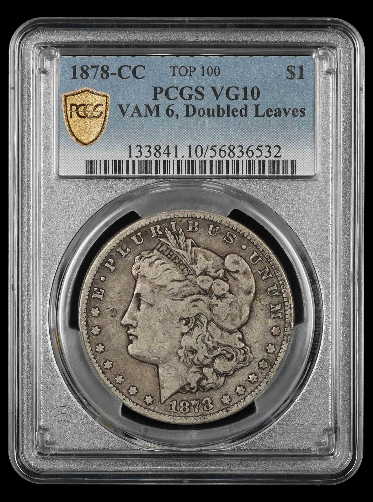 1878-CC $1 VAM 6 Doubled Leaves Top 100 PCGS VG-10