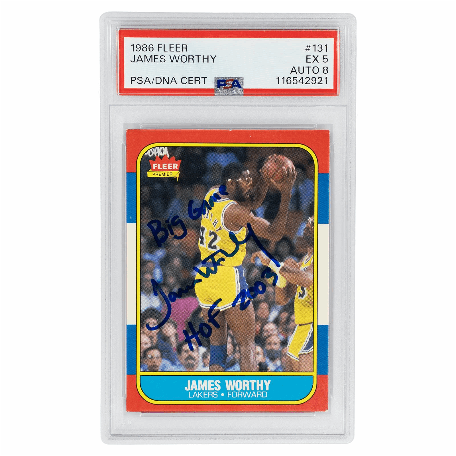 1986 Fleer James Worthy #131 PSA EX 5 AUTO 8