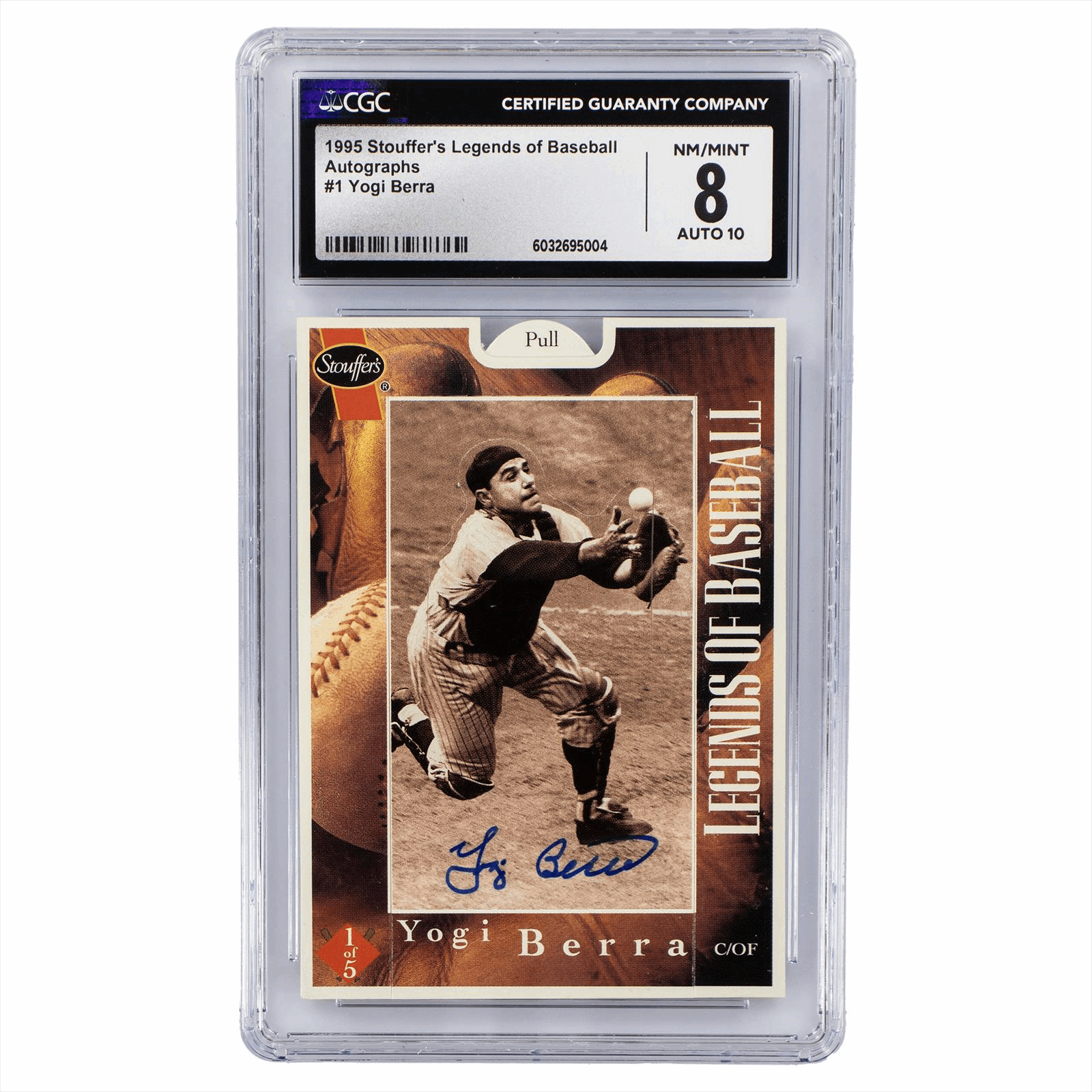 1995 Stouffers Legends of Baseball Yogi Berra #1 CGC NM/MINT 8 Auto 10 