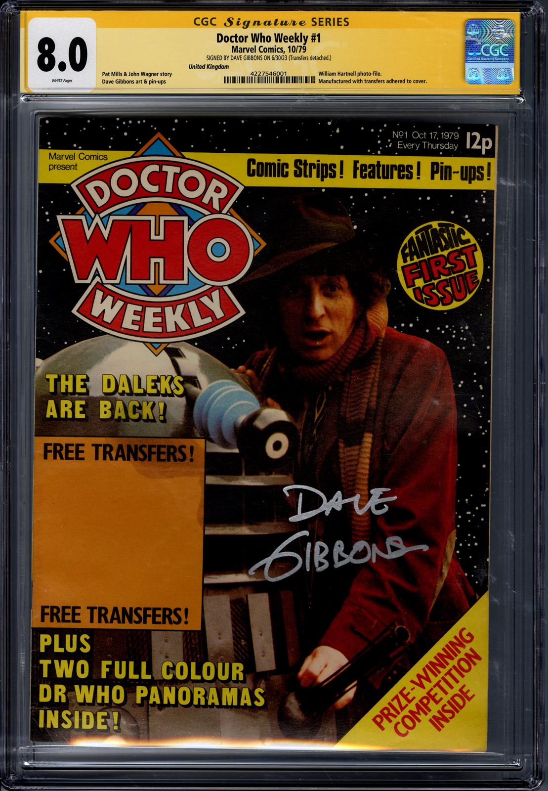 Doctor Who Weekly #1 CGC Signature Series 8.0 (Marvel, 1979)Signed by Dave Gibbons 
