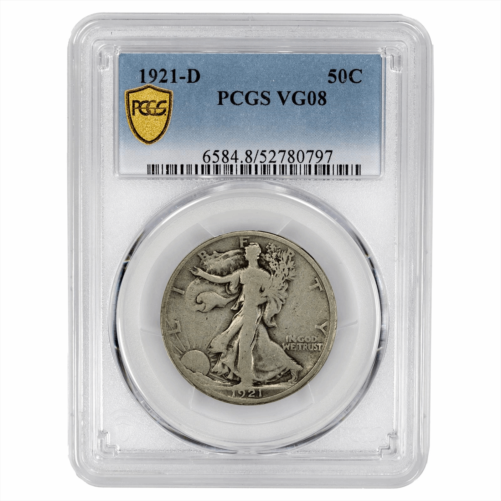 1921-D Walking Liberty Half Dollar 50C PCGS VG 08