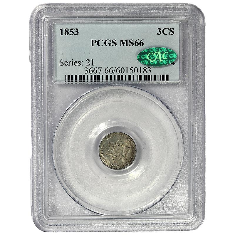 1853 Three Cent PCGS MS 66 