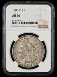 1886 O $1 NGC AU-50