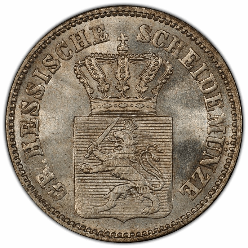 1867 Hess-Darm German States 6 Kreuzer PCGS MS64 