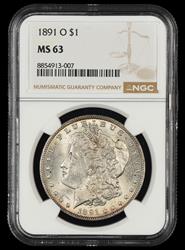 1891 O $1 NGC MS63