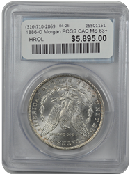 1886-O Morgan PCGS CAC MS 63+