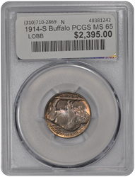 1914-S Buffalo PCGS MS 65