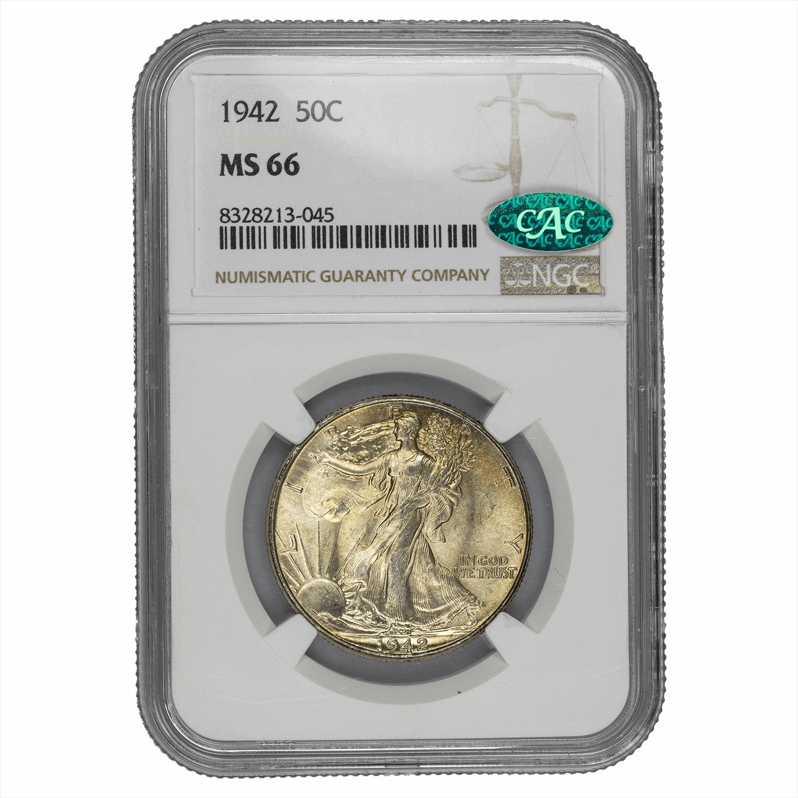 1942 Walking Liberty Half Dollar 50C NGC MS 66 CAC