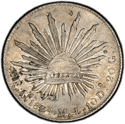 View 1894 Mexico. Alamos Mint. Cap & Rays 8 Reales. PCGS AU Details. Chop Mark  image 1