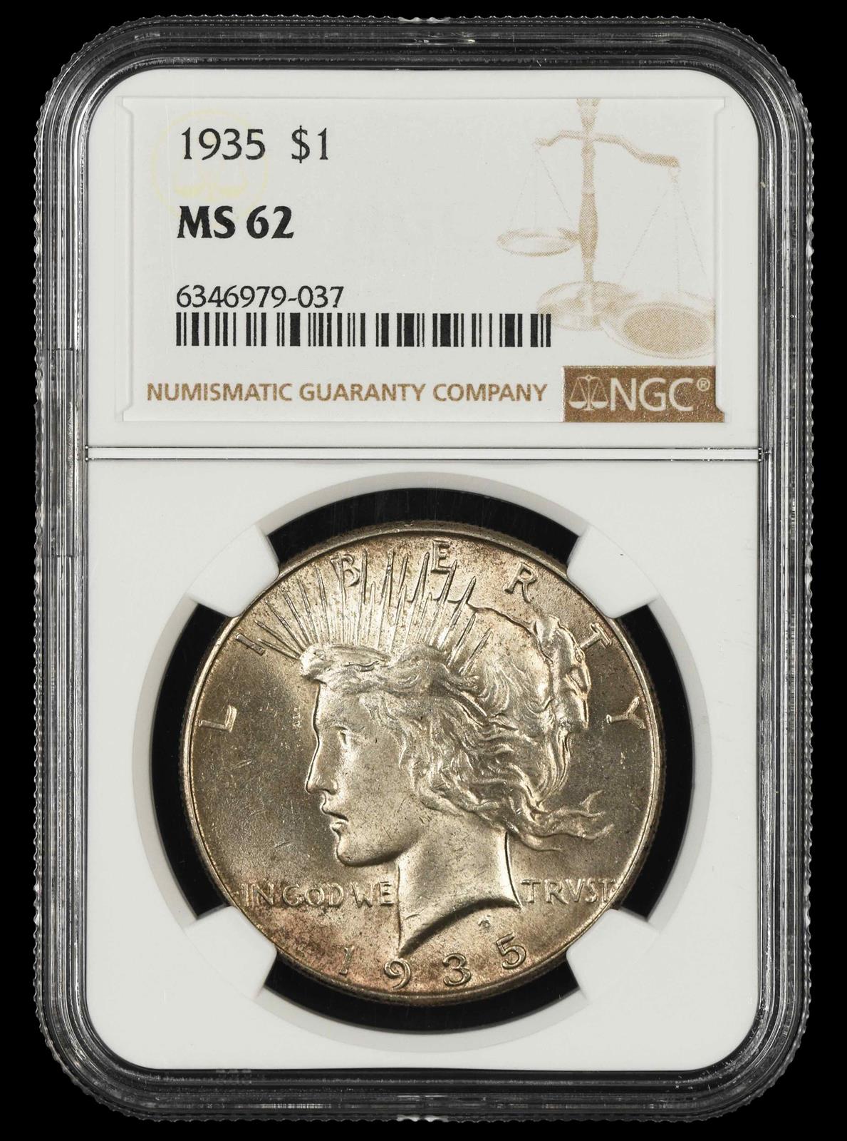 1935 $1 NGC MS62