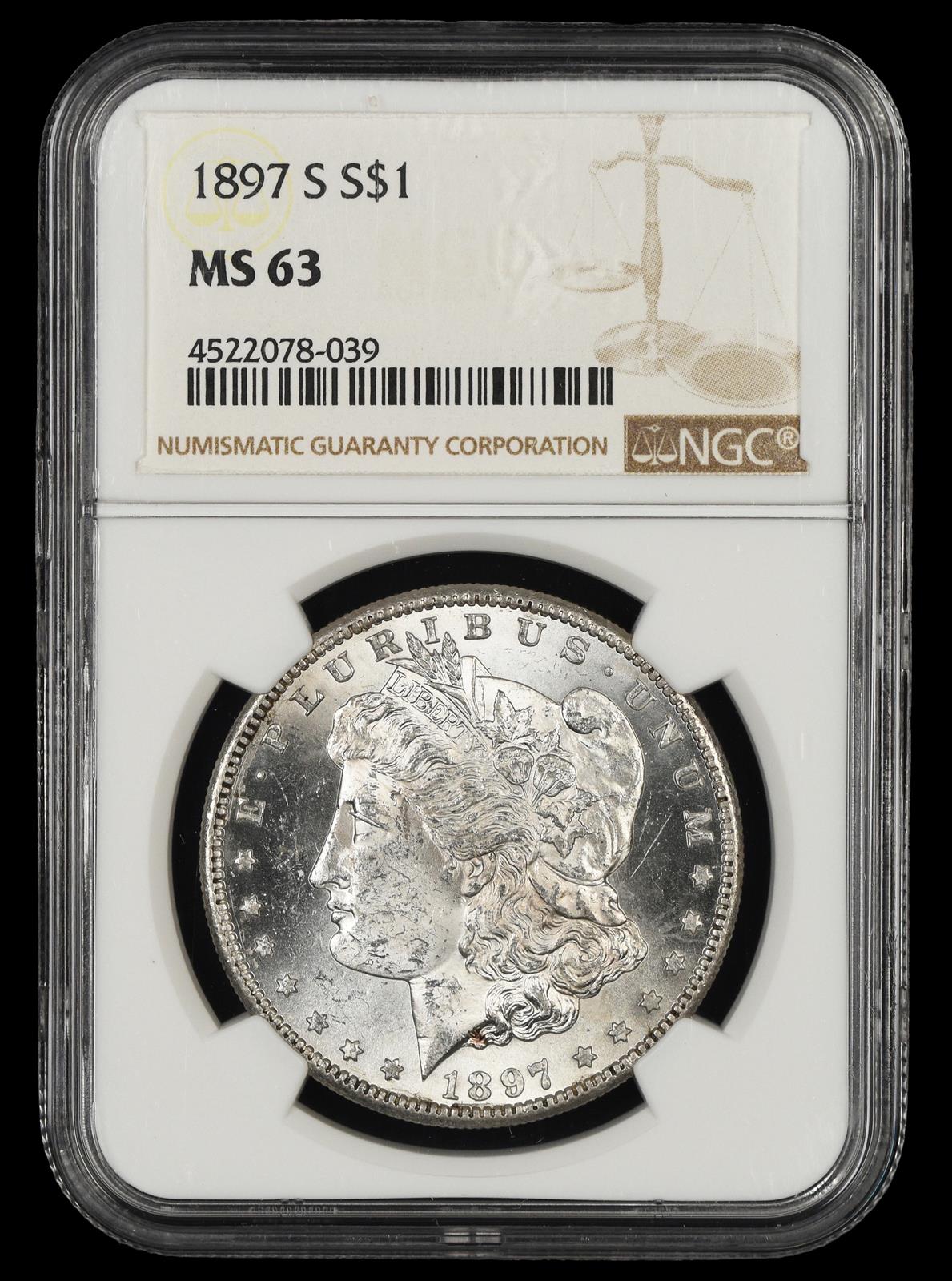 1897 S $1 NGC MS 63