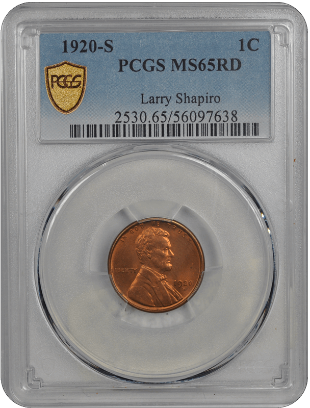 1920-S Lincoln PCGS RD 65