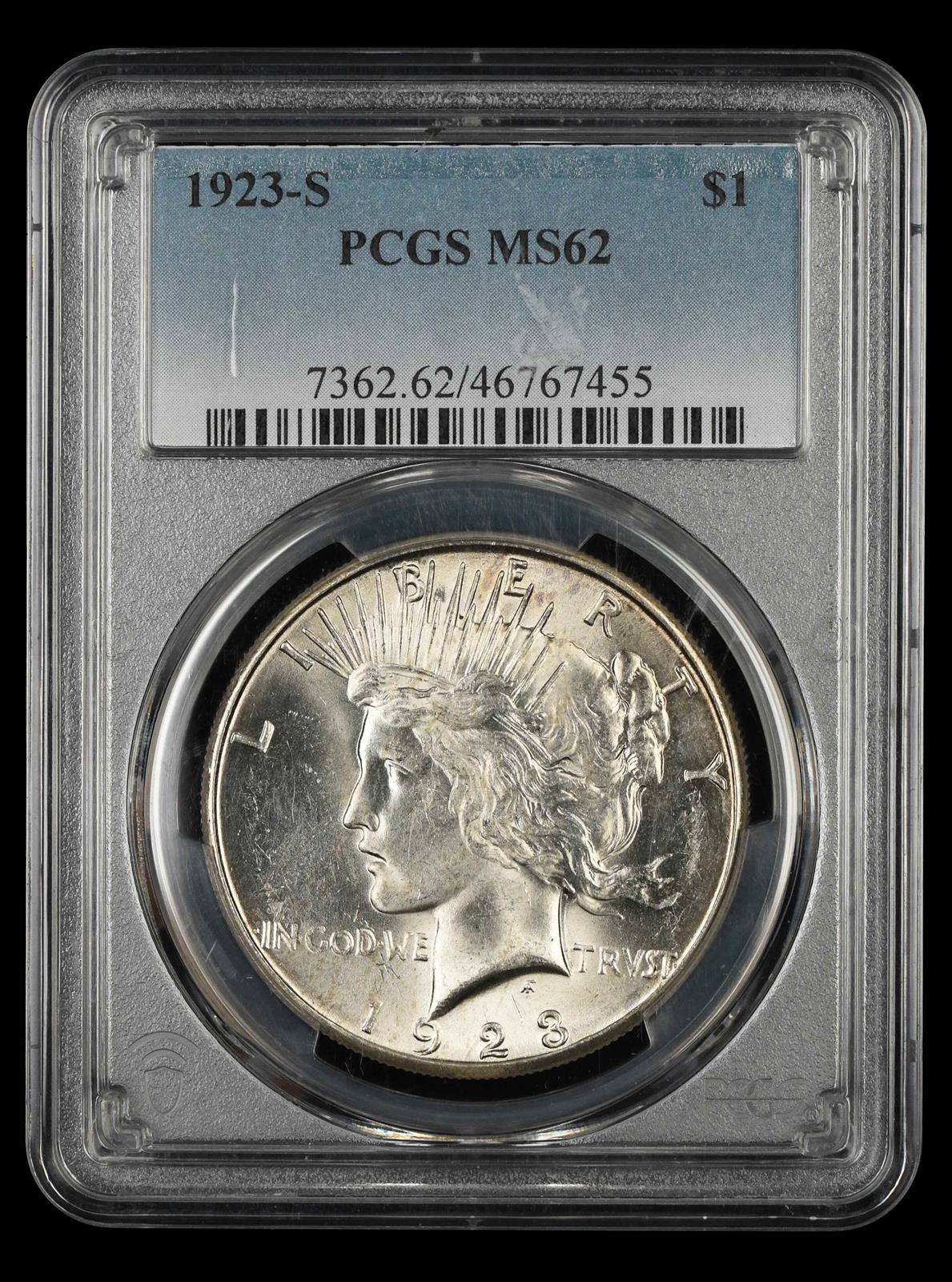 1923-S $1 PCGS MS 62