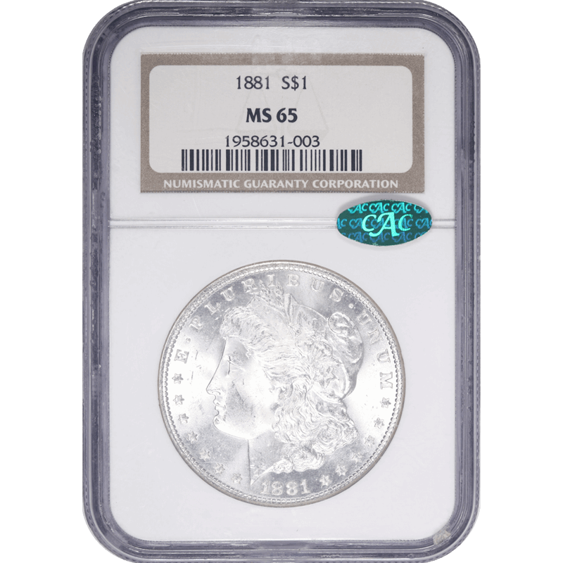 1881 Morgan Silver Dollar, NGC MS 65 CAC - Nice Original Coin