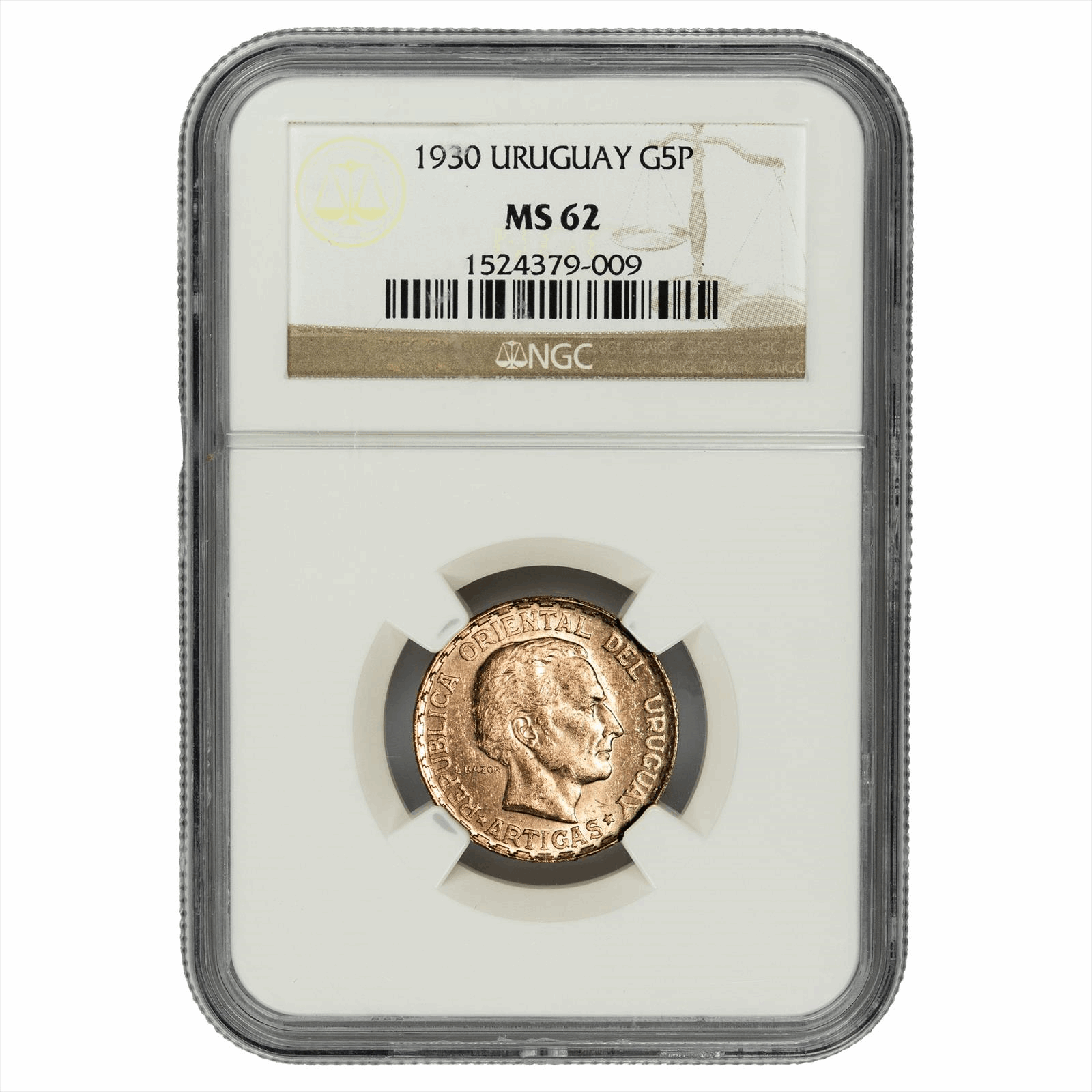 1930 URUGUAY G5P MS 62 NGC 