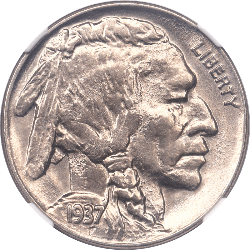 1937-D Three Legged Buffalo Nickel 5c NGC MS 63 - Lustrous - Nice Coin