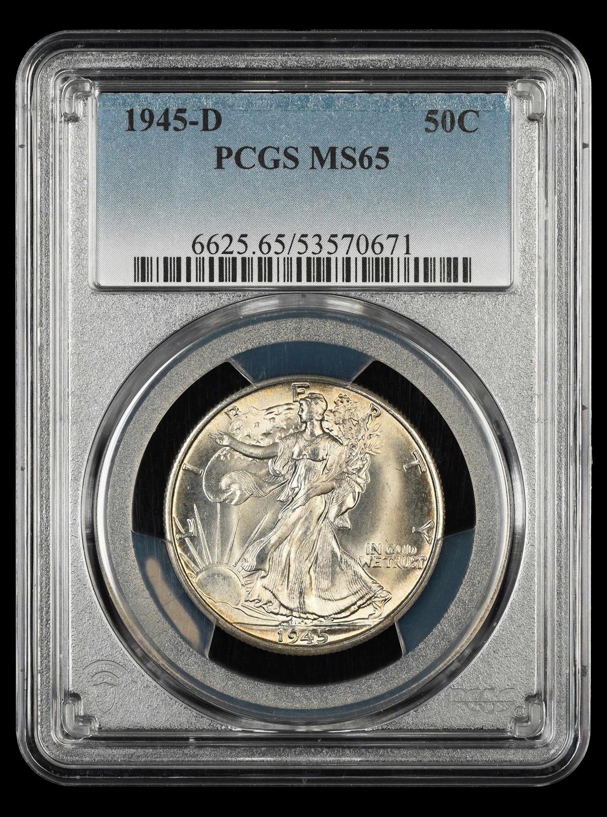 1945 D 50C PCGS MS65