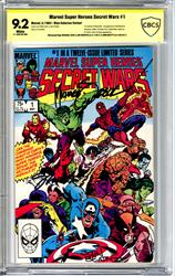 Marvel Super Heroes Secret Wars #1 CBCS 9.2 Signed by Jim Shooter , Mike Zeck, & John Beatty (Blue Galactus Variant) 