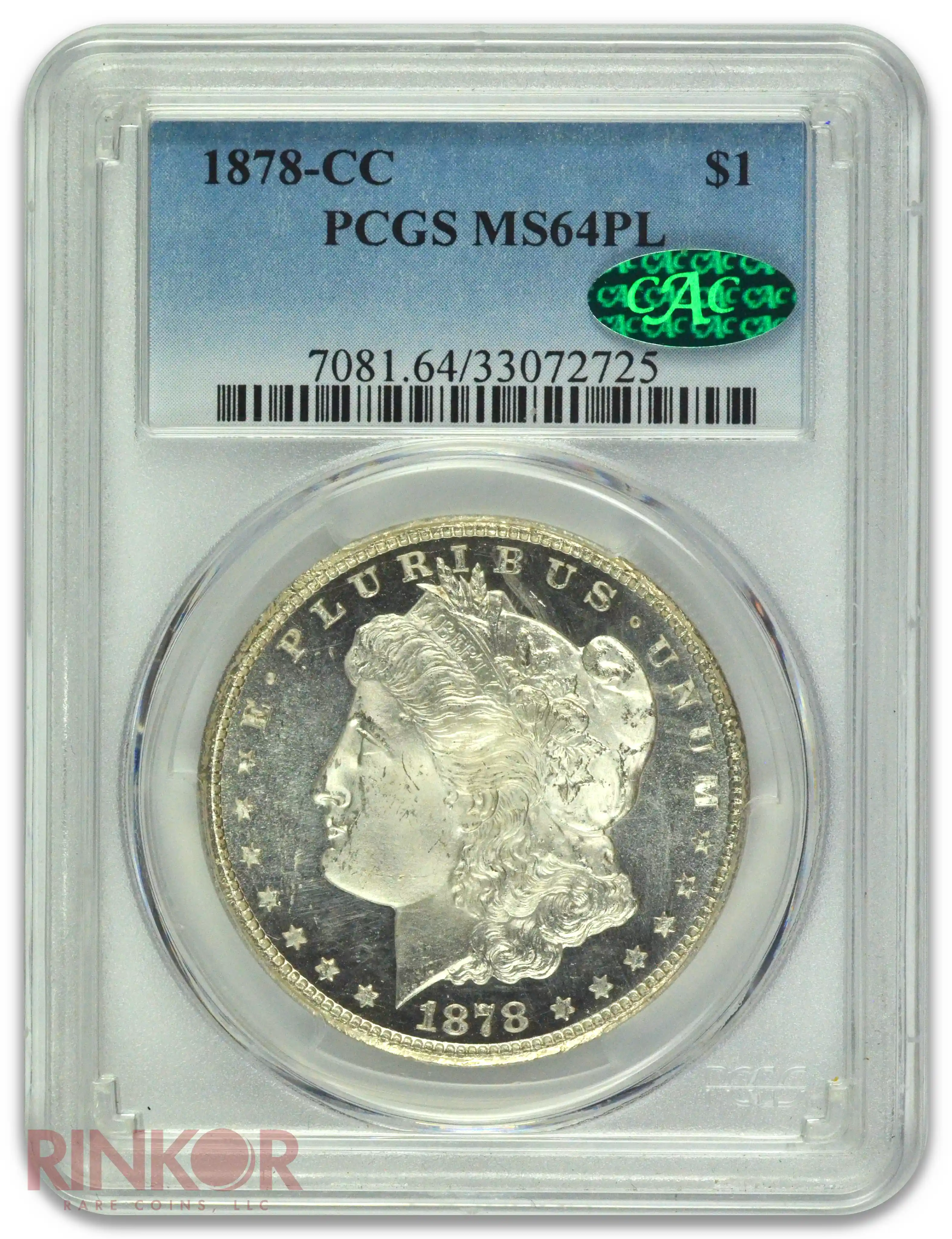 1878-CC $1 Morgan Dollar PCGS MS 64 PL CAC