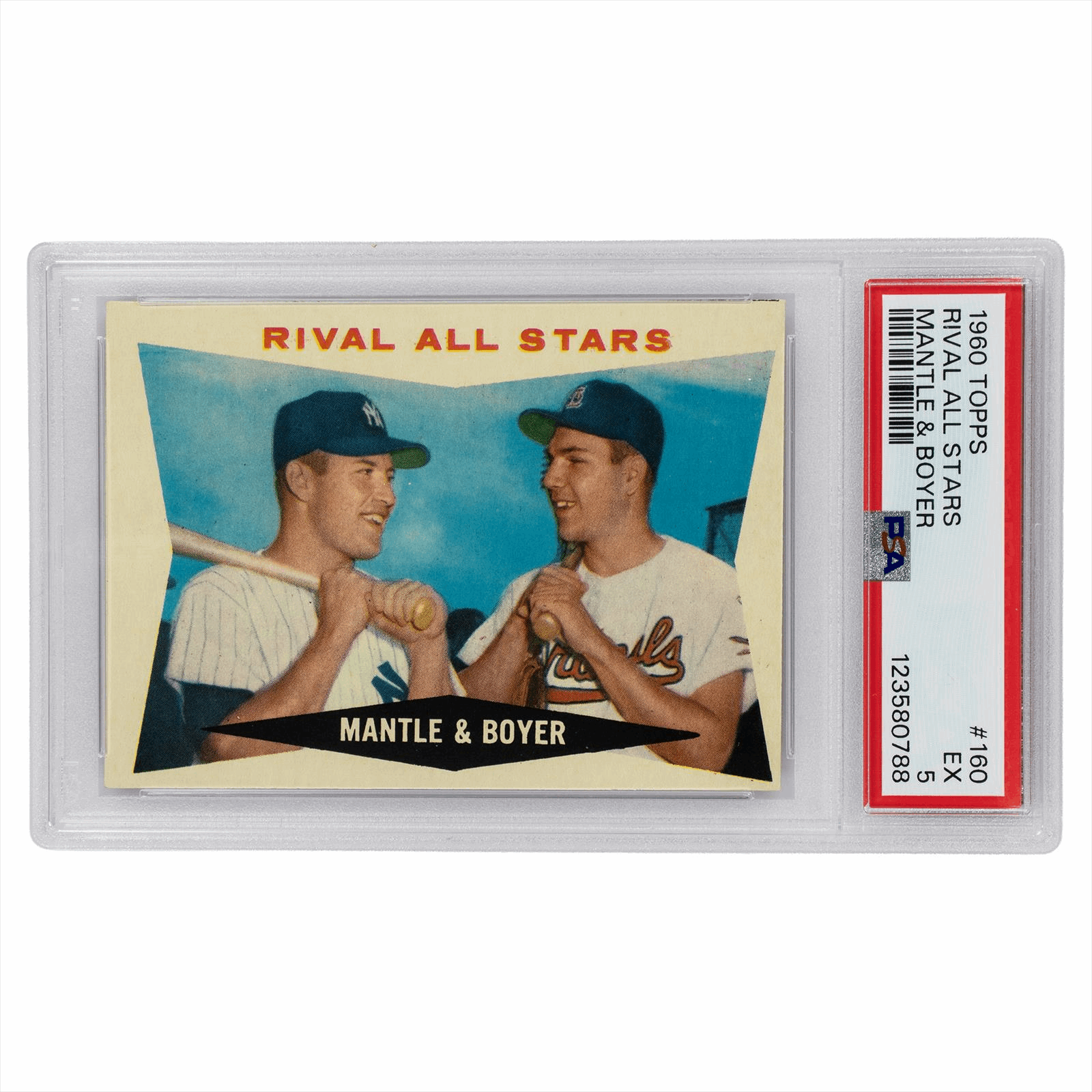 1960 Topps Rival All Stars Mantle & Boyer #160 PSA EX 5 Cert #123580788